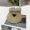 ventilar Sombrero de copa vacío para mujer Diseñador Beanie Cap Protección solar UV Bowknot Sombreros de paja de ala grande Techo hueco transpirable parasol aleros de perlas