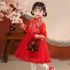 Fille robes hiver enfant en bas âge enfants chaud Hanfu bébé filles enfants chinois calendrier année cadeau broderie polaire doublé robe de princesse