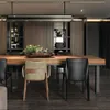 Table à manger en bois massif Meuble de table rectangulaire avec 4 pieds en métal noir pour cuisine à manger