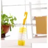 Rengöringsborstar 2st/Set Baby Bottle Brush Nipple 360Gree Rotating Head Sponge Cup Kit Washing Tools Drop Delivery Home Garden Ho Dhufi