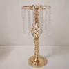 Silverguld Tall Crystal Chandelier Flower Vase Centerpieces Metal Flower Stand för bröllopsbord Händelse Födelsedag Hemdekoration Ocean Express