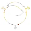 Anklets S925 Colored Gold-Plated Sterling Silver Clover Tassel Anklet Graceful And Fashionable High-Grade Color Foot Ornaments 20