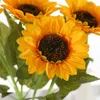 Fleurs décoratives Couronnes Artificielle Bouquet De Tournesol Simulation Soleil Fleur De Soie Fête De Mariage Salon Décoration Famille Jardin DIY