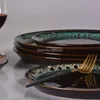Assiettes de style occidental four en céramique émaillée vaisselle Restaurant occidental maison créative rétro Steak salade de fruits disques de taille