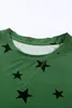 Camiseta Green Star Print Crew Neck 2023 Hot New 578C#