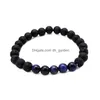 Gioielli di design con perline Moda 8Mm Occhio di tigre Ciondoli in pietra naturale Braccialetti di lava Chakra Nce Yoga Bracciale con perline Stretch Drop Dhgarden Dhyat