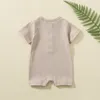 Barboteuses Bébé Garçon Barboteuse D'été Porter Bébé Bebe Mince Pyjama À Manches Courtes Combinaison Côtelé Vêtements Tricoté Stretch Fille Tenues Combishort 230517