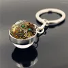 Keychains WG 1pc Steampunk Clock Po Keychain Keyring Time Gem Cabochon Glass Ball Pendant Metal Jewelry For Women