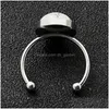 Кольцо -пасьянс Богемный натуральный камень Регулируемые украшения из нержавеющей стали Amethyst Оптовые кольца для женщин Dhgarden DHM3V