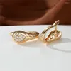 Hoop Earrings Cute Female Hollow Water Drop White Zircon Small Stone Champagne Gold Color Bridal For Women