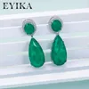 Studörhängen Eyika Luxury Silver Color Paraiba Tourmaline Green Fusion Stone Big Pear Shape Drop For Women Party Fine Jewelry Giifts