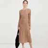 Casual Dresses T-oteme Boat Neck Flare Sleeve Midi Dress Pleated A-line Dress for Women