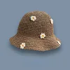 Cappelli a tesa larga Secchiello Summer Sun Wome Paglia Crochet Womens Pieghevole Panama Cap UV Boho Flower Fishing Vacation Beach 230517