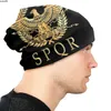 Beanie / Skull Caps Gold Roman Empire Byzantine Eagle Emblem Slouchy Beanie Winter Warm Skullies Gorros Sombreros Adulto Roma SPQR Knitting Bonnet Cap J230518