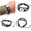 Ketting mode mtilayer zwarte lederen armband pasvorm 5 mm metalen knop verstelbare knoop kralen diy casual snap sieraden geschenken drop dhgarden dhvqx