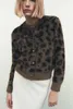 Women's Knits Vintage Women Sweaters Leopard Print Soft Fleece One Breasted Cardigan Full Sleeve Knitted Jacket 2023 Winter Knitwear Coats