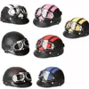 Motorcykelhjälmar 54-60 cm Retro Style Scooter Open Face Half Leather Helmet With Visor UV Goggles