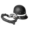 Motorcykelhjälmar 54-60 cm Retro Style Scooter Open Face Half Leather Helmet With Visor UV Goggles