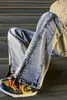 Men's Jeans Zipper Deisgn Split Men Denim Pants Boy Chic Unique Distinct Streetwear Night Club Party Personality Music Novelty Trouser