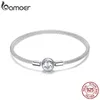 Bangle Bamoer 925 Sterling Silver Classic Love Forever Snake Chain Pulseiras para Mulheres Charme Bead DIY Fine Jewelry 17cm 19cm SCB105