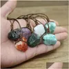 Collane con ciondolo Healing Reiki Stone Collana con ciondoli minerali Cristallo naturale Fluorite Quarzi rosa Agate Brown Adjustabl Dhgarden Dhrdy