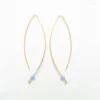 Boucles d'oreilles pendantes fil d'arc rempli d'or véritable à travers des bijoux Vintage faits à la main en opale minimaliste Brincos Boho pour les femmes