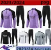 23/24 psgs sportswear noir violet joueur version 22 23 MBAPPE enfants et hommes uniforme d'entraînement maillot de football à manches longues uniforme chandal adulte garçon version fan