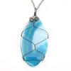 Pendant Necklaces Black Gun Color Wire Wrap Irregular Shape Agates Link Chain Necklace Fashion Jewelry