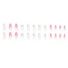 Faux Ongles 24 Pcs Rose Doux Faux Amande Fleur Paillettes Appuyez Sur Pour Fille Artificielle Acrylique Conseils Couverture Complète Portable