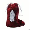 Christmas Decorations Sequin Stocking Xmas Kids Gift Candy Storage Bag Glitter New Year Socks Decor Drop Delivery Home Garden Festiv Dhs3H