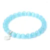 Strand 8 Mm White Moonstone Beads Bracelets Women Mineral Stone Balance Yoga Mala Prayer Braelet Men Classic Handmade Stretch Bangle