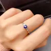 Cluster Rings högkvalitativa Royal Blue 925 Silver Ring Natural Sapphire High-End Elegant Fashion Compact