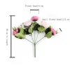 Fleurs décoratives 30cm Rose Soie Pivoine Bouquet De Fleurs Artificielles 5 Grosses Têtes Et 4 Bourgeons Faux Pour Noël Maison De Mariage Intérieur Dec