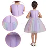 Girl Dresses Girl's Fashion Flower Girls kleedt schattige grote boog kleurrijke mesh verjaardagsfeestje prinses kinderen kerstkostuum 2-9y kinderen