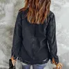 Women's Jackets Jean Jacket For Women Distressed Frayed Denim Ladies Ripped Stretchy With Pockets Womens