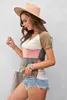 Multicolor Stripe Print Sticked V Neck Top 2023 Hot New B1F1#