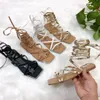 Sandaler Summer Women's Shoes Fashion Open Toe Flat Sandals Sexig solid färg Lace Up Women's Shoes Plus Size 42 230518