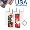 USA Warehouse Sublimation Tumblers Blank20 Oz White Straight Blanks Heat Press Mug Cup with Straw16ozglass Cola can Bamboo Lid 0518
