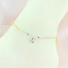 Anklets S925 Colored Gold-Plated Sterling Silver Clover Tassel Anklet Graceful And Fashionable High-Grade Color Foot Ornaments 20