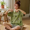 Kvinnors sömnkläder bzel gröna sömnkläder för kvinnor härliga avokado mönster pyjamas 100% bomull kort hem slitage femme underkläder pijamas 230517