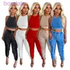 Womens Clothing Designer Tracksuit Two Piece Set 2023 Summer New Fashion Ladies Sleeveless Solid Sport Suit Casual Sportwear 6 Colours