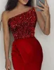 Party Dresses Sexiga Short Mermaid Homecoming Sequined Cocktail For Women One Shoulder Sleeveless -Length Slit Prom Clows