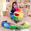 Sonnenblumen-Plüschkissen, Kawaii-Lächeln-Sonnenschein, bequemes Stofftier, weiche Puppe, Katze, Haustier, Sofakissen, Matte, Kissen, Heim-Schlafzimmer-Dekoration W0019