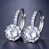 Stud Classic Round Zircon Hoop örhängen för kvinnor med vit färgkristallbröllop Hoops Earings smycken Factory Wholesale Z0517