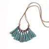Pendant Necklaces 2023 Retro Long Tassel For Women Flower Ethnic Bohemian Sweater Chains Necklace African Jewelry