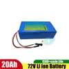 Rechargeable 72V 12Ah 20Ah Lithium Li Ion Lipo Battery BMS 20S 72V for 1500w Electric Scooter Kit Bike Bicycle +3A Charger