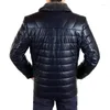 Männer Pelz Baumwolle Gepolsterte Leder Jacke Männer Turndown Kragen Verdicken Winter Chamarras Para Hombre Business Casual Jaqueta Masculina Inverno