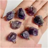 Pendant Necklaces Natural Stone Rough Mineral Quartz Crystal Agate Gems Pendants Fit Diy Necklace Earrings Accessori Costume Dhgarden Dhshu