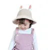 Berets Pink Ears Children Hat Spring Autumn Girls Knitted Fsherman Baby Sun Child Protection Warm Basin
