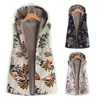 Femmes gilets femmes hiver gilet fleur impression polaire mi-longueur sans manches dame gilet simple boutonnage Vintage manteau pour la maison